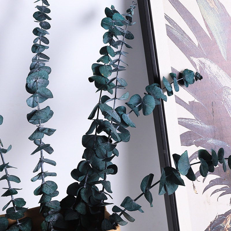 set túi giấy kèm cánh lá cây bạch đàn nhân tạo trang trí phòng phong cách bắc âu