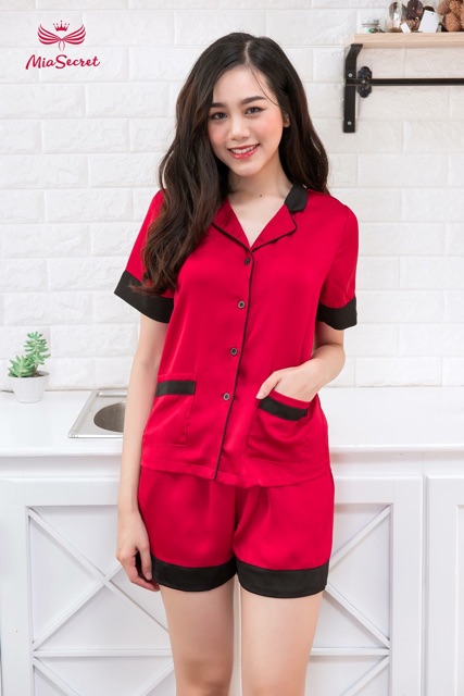 Bộ lụa 2 túi, pha màu cổ, tay, gấu áo | BigBuy360 - bigbuy360.vn