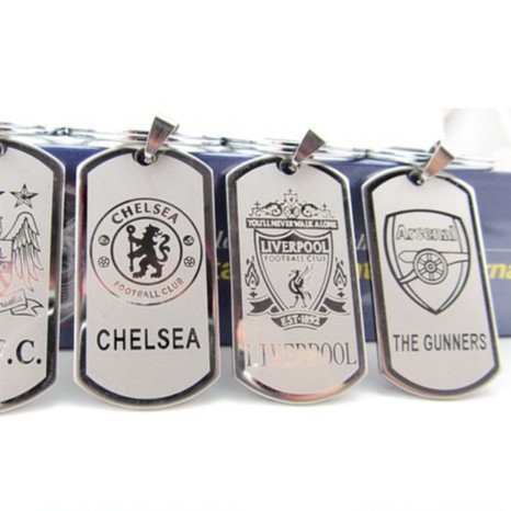 Móc chìa khoá Inox không gỉ lưu niệm - các câu lạc bộ bóng đá Manchester, Arsenal, Chelsea, Barca, Real, Liverpool