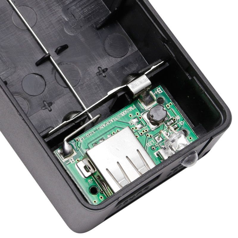 Vỏ sạc dự phòng Li 5V 1A sử dụng 2 pin 18650 có đèn LED DIY tiện dụng cho điện thoại di động