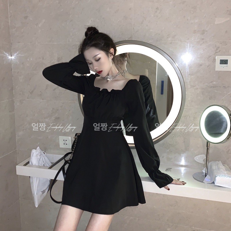 Đầm nữ dáng xòe đan dây lưng tay dài Emilyshop