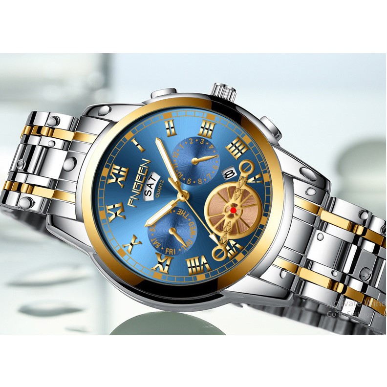 Đồng hồ đeo tay nam thép không rỉ chống nước Fngeen lịch ngày tháng
