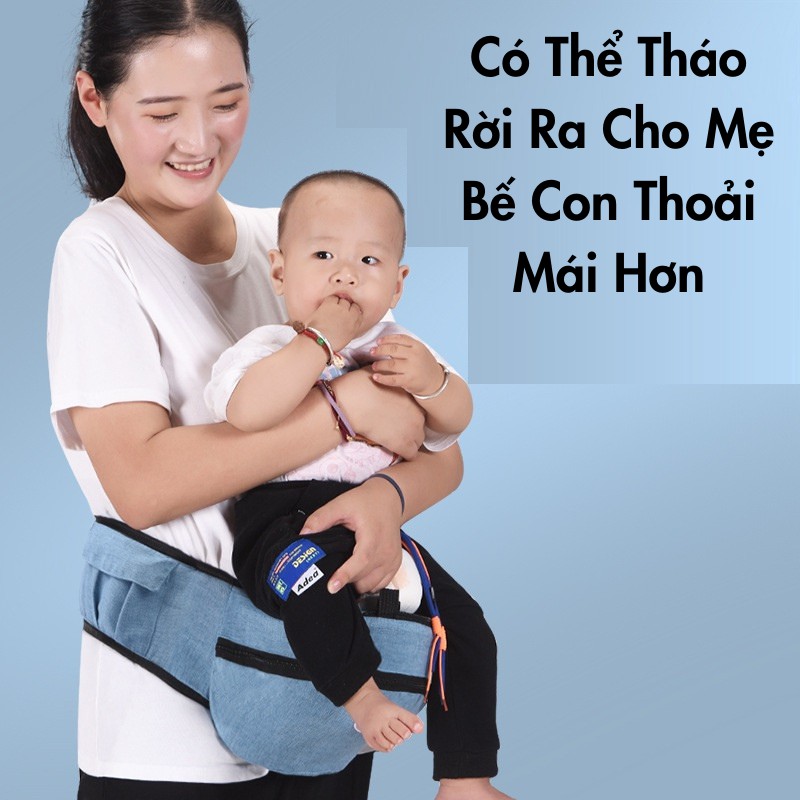 Đai Địu Chống Gù Lưng Em Bé 4 Tư Thế Cho Trẻ Sơ Sinh, Đai Em Bé Đi Xe Máy, Có Đệm Ghế Ngồi Chất Liệu Vải Cotton Cao Cấp