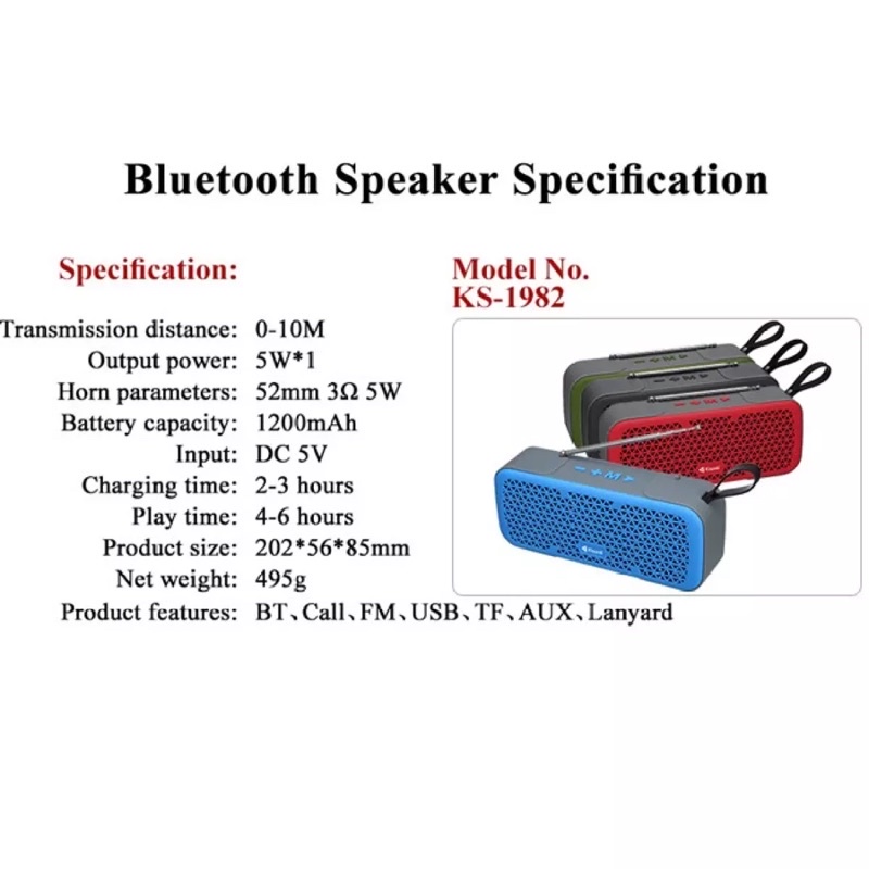 Loa Bluetooth Kisonli KS-1982