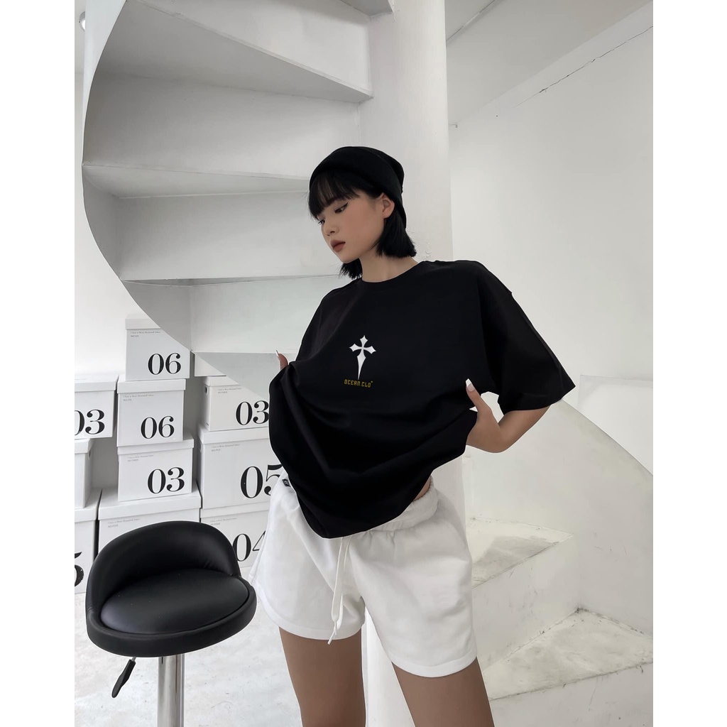Áo thun CROSS OCEAN unisex tay lỡ Local brand - Áo phông Ullzang tay lỡ nam nữ 2 Màu 100% Cotton - OCEAN.CLO