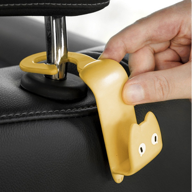 Set 2 Móc Treo Đồ Chịu Lực Tốt Hình Mèo Hoạt Hình Sáng Tạo Đa Năng Gắn Sau Ghế Xe Hơi