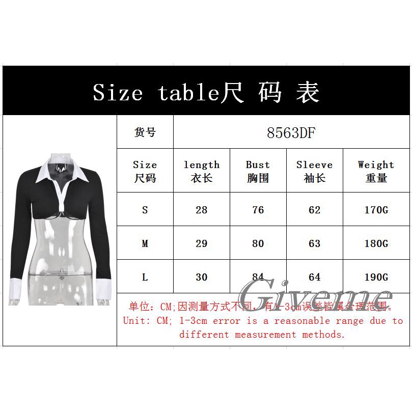 Áo Sơ Mi Croptop Tay Dài Cổ Bẻ Dáng Ôm Màu Tương Phản Thời Trang Cho Nữ