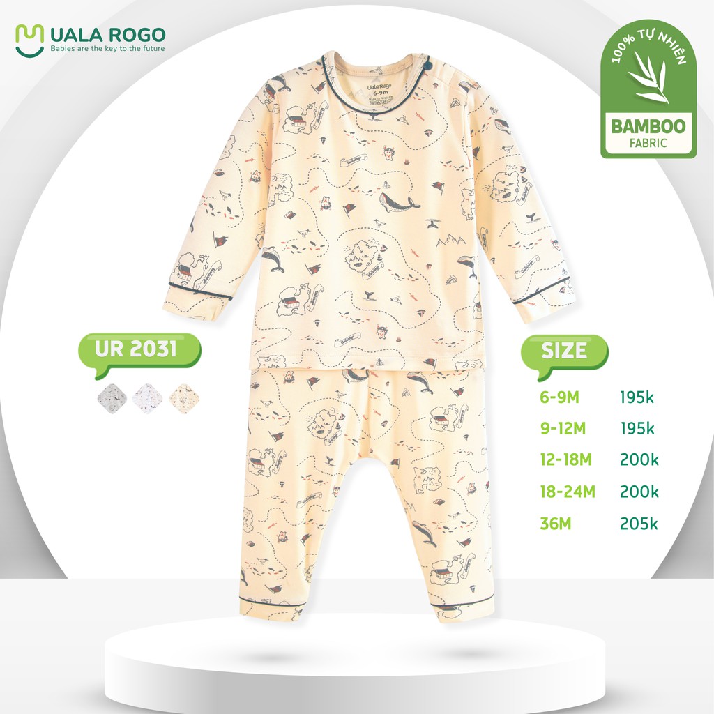 Bộ dài tay cài vai bamboo sợi tre họa tiết mới UALA ROGO 2004 2006 2031