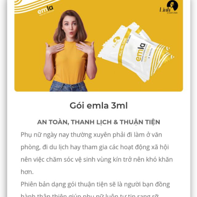 [Combo 10 gói] emla 3ml - Dung dịch vệ sinh phụ nữ cao cấp số 1 Việt Nam