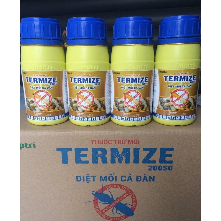 Thuốc diệt mối Termize 200SC lây lan giết cả đàn. Ko mùi. Dùng xử lý nền móng ngăn ngừa mối bảo vệ nhà ko bị mối