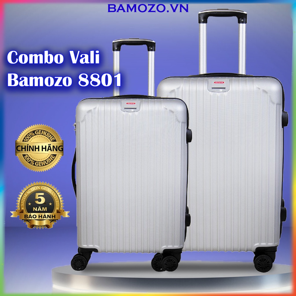 Combo Vali Kéo Nhựa Du Lịch Size 20 Inch Và 24 Inch Cao Cấp Giá Rẻ Bền Đẹp Bảo Hành 5 Năm Bamozo 8801