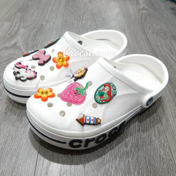 Dép sục crocs baya chính hãng nam nữ màu trắng tặng kèm jibbitz xịn, dép crocs màu trắng baya - Crocs house