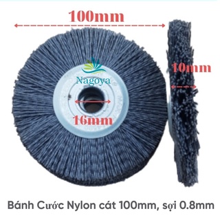 Bánh cước sợi nylon cát đánh gỗ, chổi cước chà gỗ, chổi quật gỗ sợi 0.5mm và 0.8mm, 100mm x 16mm x 10mm