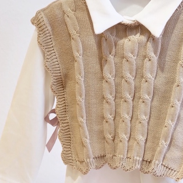 [Có sẵn/Hoả tốc] Set áo gile len váy hoa nhí tiểu thư bé gái tiệm nhà Quýt