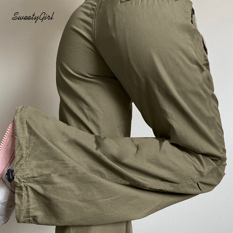 Quần Dài Ống Rộng Lưng Thấp Màu Trơn Thời Trang 2022 Cho Nữ