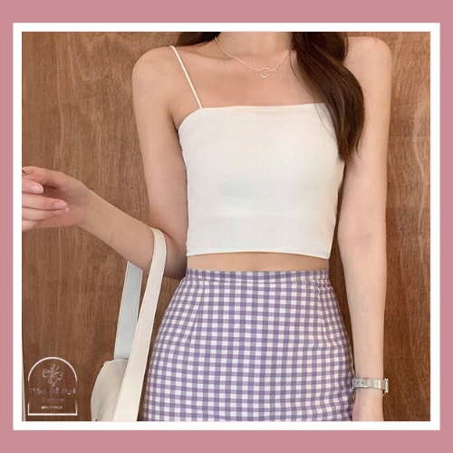 Áo 2 dây Croptop chất liệu cotton Đen-Trắng  xịn Freesize từ 38 đến 58kg phối đồ siêu chất