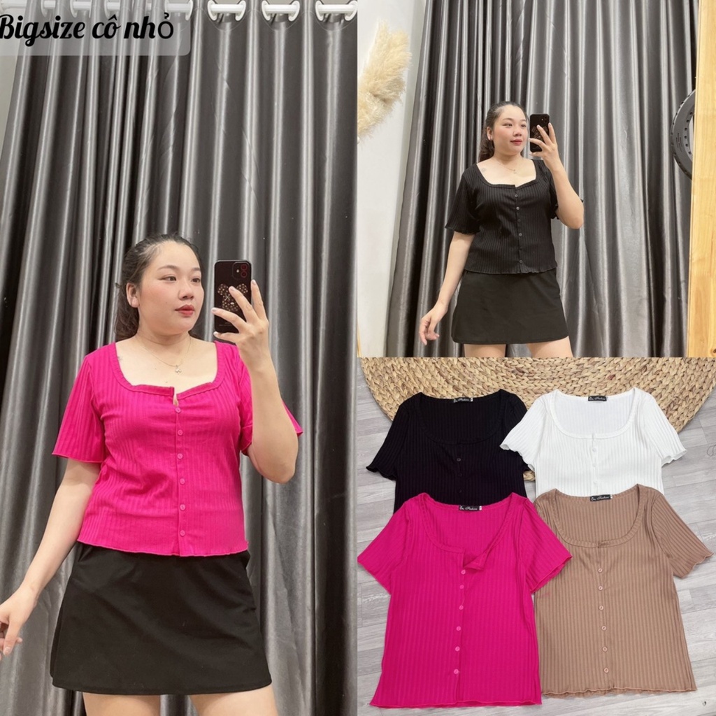 Áo thun nữ bigsize, Áo bigsize cổ vuông chất liệu vải thun gân G8