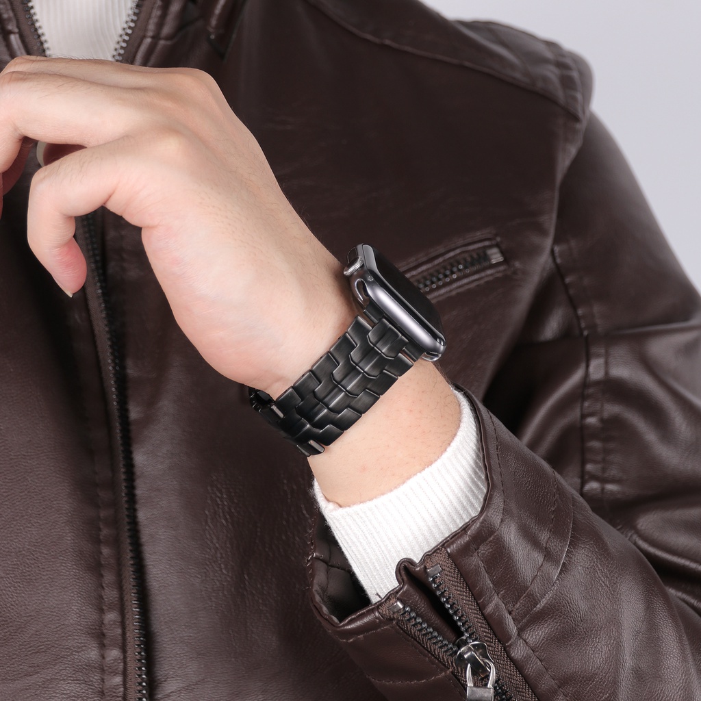 Dây đeo JANSIN kiểu Iron Man thích hợp cho Apple Watch 7 45mm 41mm 44mm 42mm 38mm 40mm Iwatch Series 7 6 Se 5 4 3