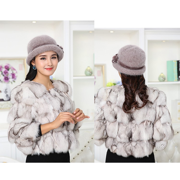 Mũ Lông Thỏ Dệt Kim Dày Dặn Thời Trang Thu Đông Dành Cho Phụ Nữ Độ Tuổi Trung Niên