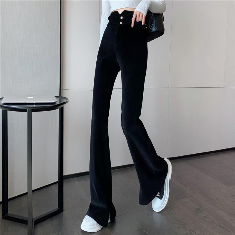 Jiashucheng Quần Ống Rộng Lưng Cao Lót Lông Cừu Lót Nhung Dáng Ôm Phong Cách Mới Mùa Thu Đông Dành Cho Bạn Nữ Dra