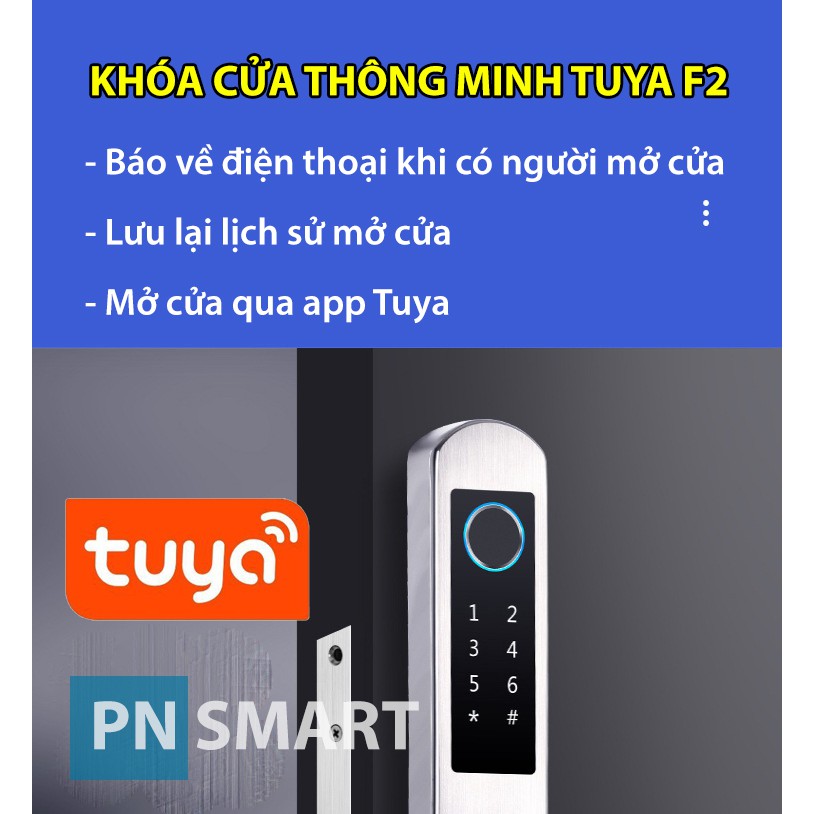 Khóa Cửa Thông Minh Wifi TUYA F2 Cao Cấp Chống Nước Dùng Cho Cửa Nhôm