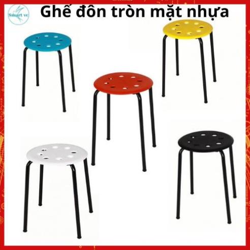 Ghế đôn tròn mặt nhựa,ghế ngồi chân sắt sơn tĩnh điện cao cấp Song Long Kiểu dáng trang nhã, bắt mắt