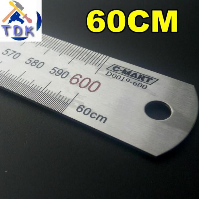 Thước kẻ 60cm C-Mart D0019-600, thước lá thép không gỉ