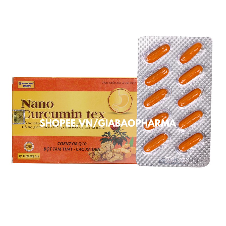 Viên tinh nghệ Nano Curcumin Gold Tex Tam Thất Xạ Đen giảm viêm loét dạ dày, tá tràng | BigBuy360 - bigbuy360.vn