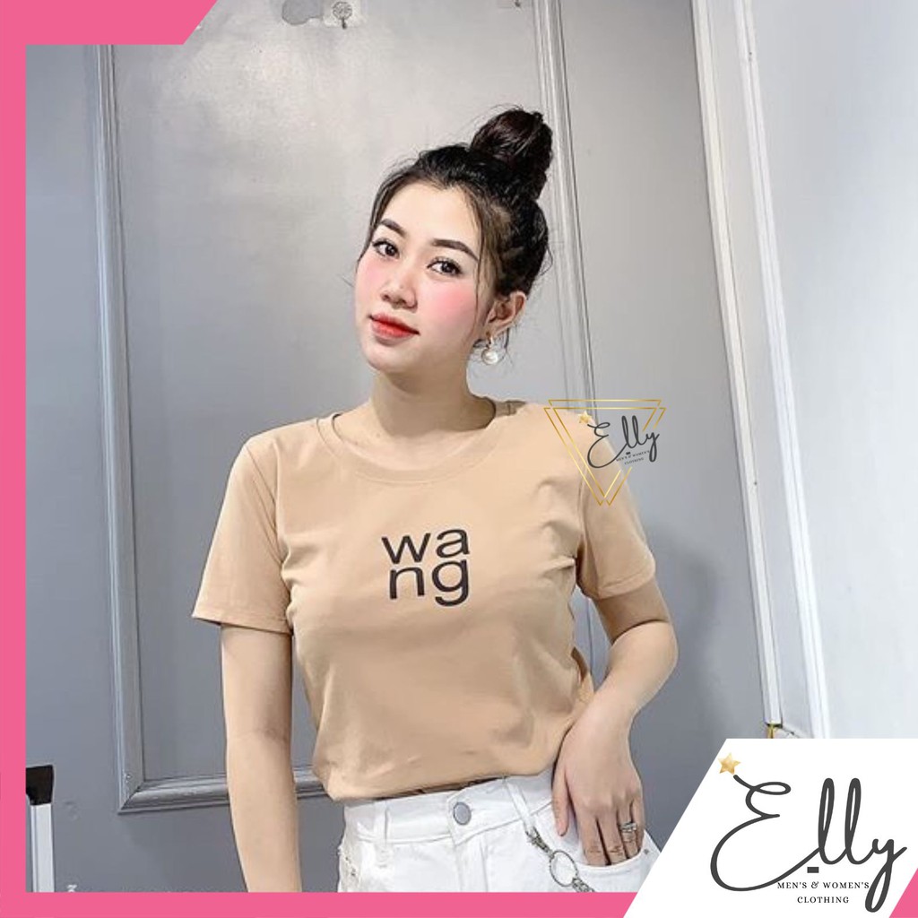 Áo thun croptop thêu chữ wa..ng chất zip cotton