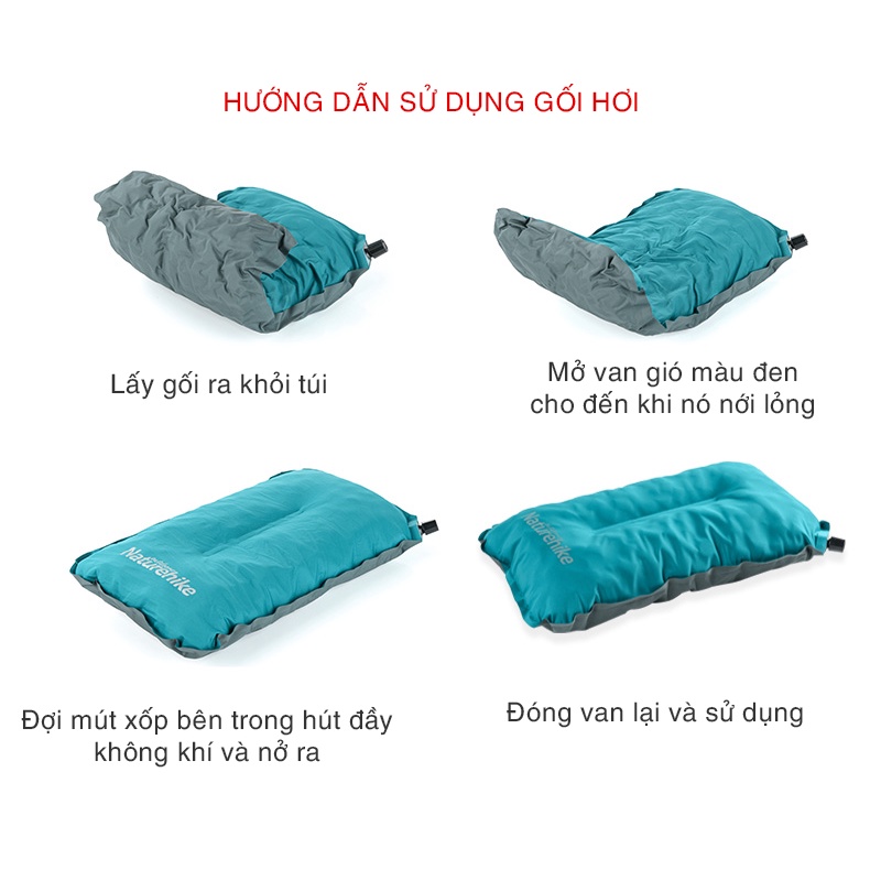 Gối Hơi Tự Bơm Naturehike NH17A001-L Dã Ngoại Xếp Gọn