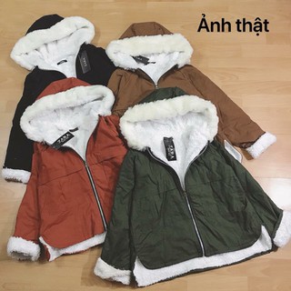 Áo Khoác Nữ Chất Liệu Kaki Lót lông Cao Cấp