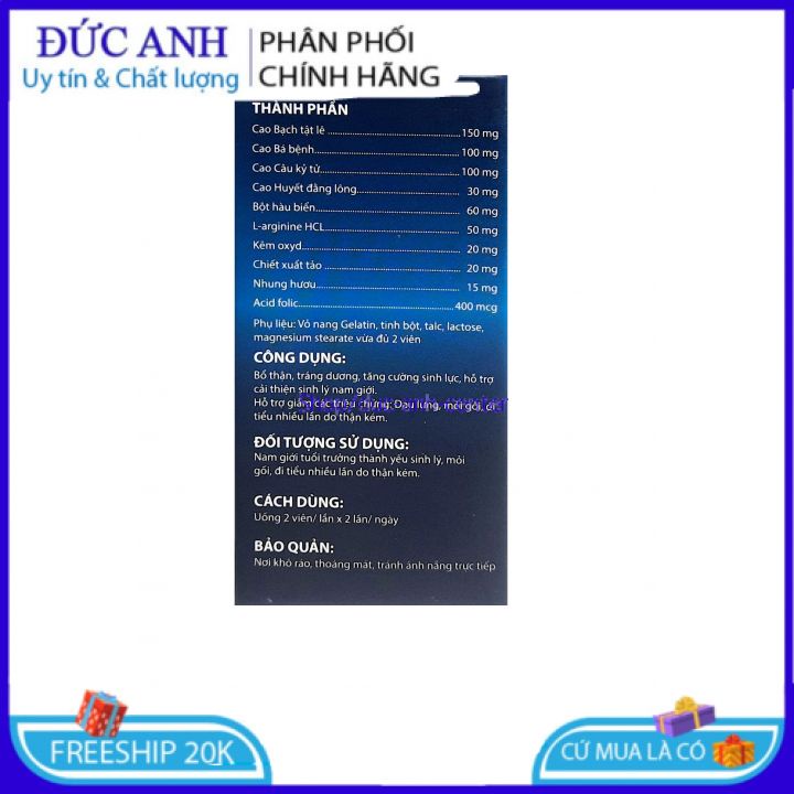 Viên uống Thiên Mã Nam hỗ trợ tăng cường sinh lý nam giới-lọ 30 viên