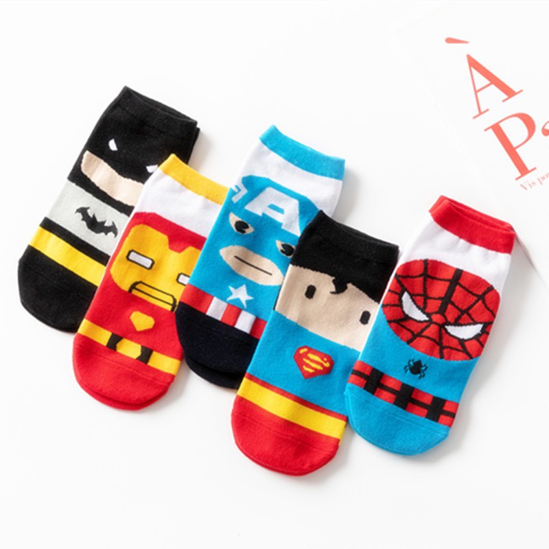 Vớ Tất cổ Ngắn Hình Siêu Nhân Unisex Cotton Họa Tiết Phong cách Nhật Hàn Hot Trend Ulzzang Vớ Ngắn cổ Nam nữ Thời trang