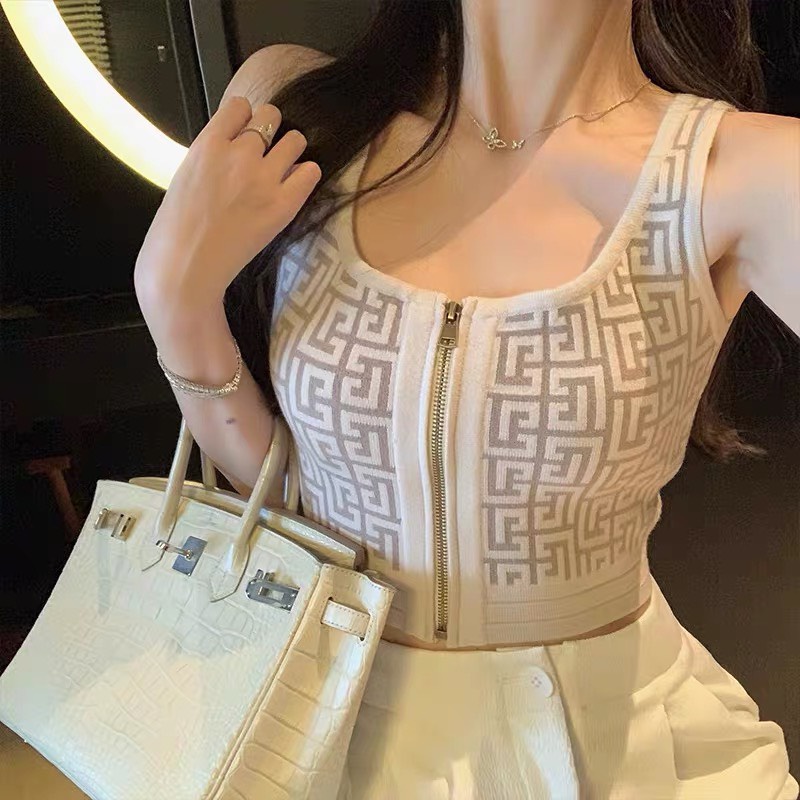 ÁO CROPTOP NỮ 3 LỖ KÉO KHÓA SÁT NÁCH CHẤT LIỆU LEN MỎNG HÀNG QUẢNG CHÂU CAO CẤP