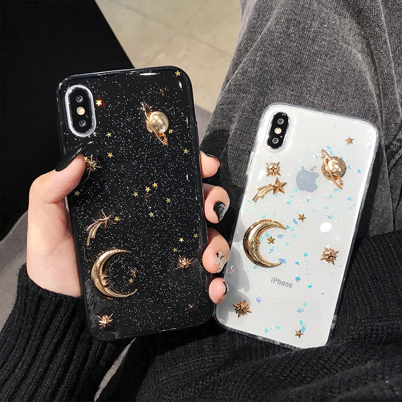 Ốp Điện Thoại Họa Tiết Trăng Sao Cho iPhone 11 12 Pro Max X XS Max 8 7 6 6S Plus SE 2020