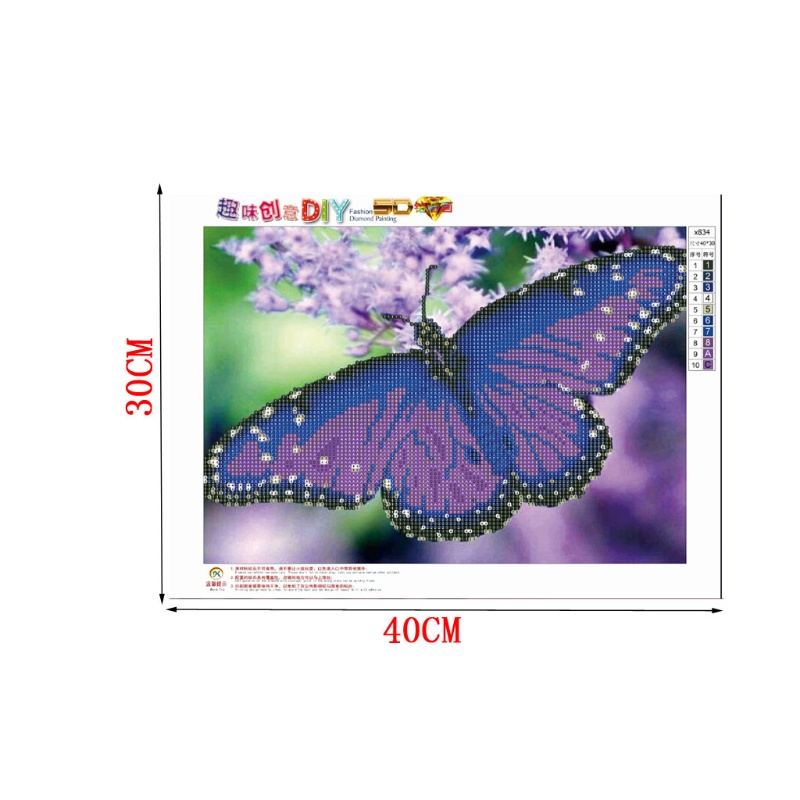 Tranh Thêu Chữ Thập Đính Đá Kim Cương 5D DIY Hình Vẽ Bướm