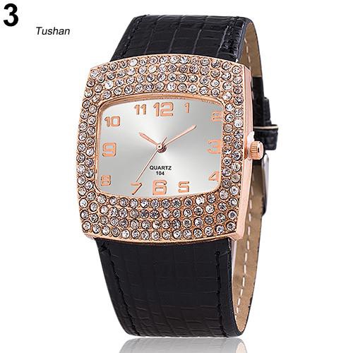 Đồng hồ mặt vuông đính đá phối dây đeo giả da cho nữ | BigBuy360 - bigbuy360.vn