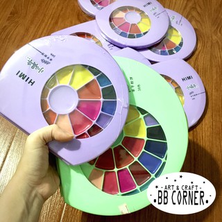 Màu nước giá rẻ dòng học sinh Himi dạng nén set 24-38 màu tặng kèm cọ vẽ