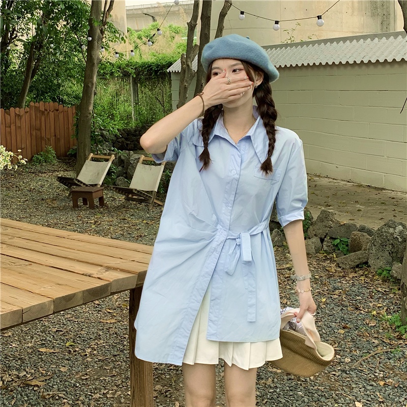 Áo Sơ Mi Tay Ngắn Cổ polo Dáng Rộng Thời Trang Hàn Quốc Cho Nữ
