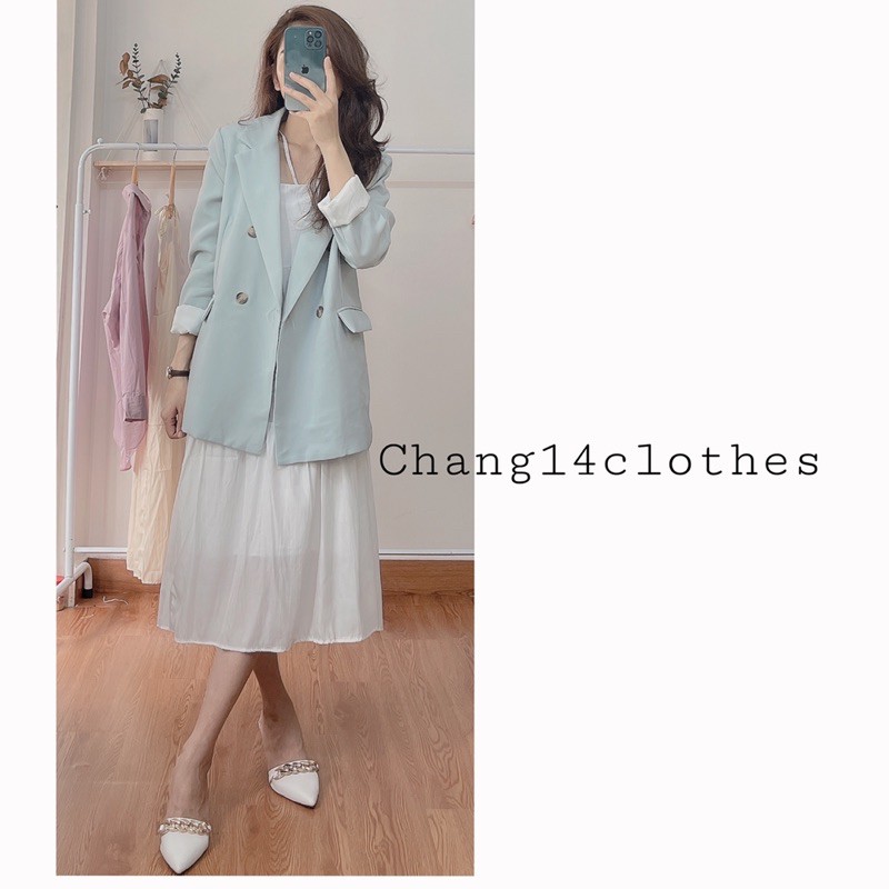 Áo khoác vest-blazer hàng thiết kế chất kate hàn 4 màu đen trắng xanh nâu be | BigBuy360 - bigbuy360.vn