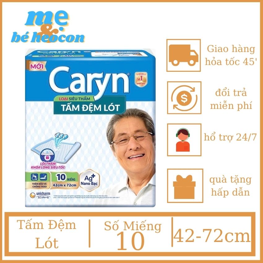 Tấm Đệm Lót Siêu Thấm Caryn Dành Cho Người Lớn Gói 10 Miếng + 42cm x 72cm + Mevabeheocon123