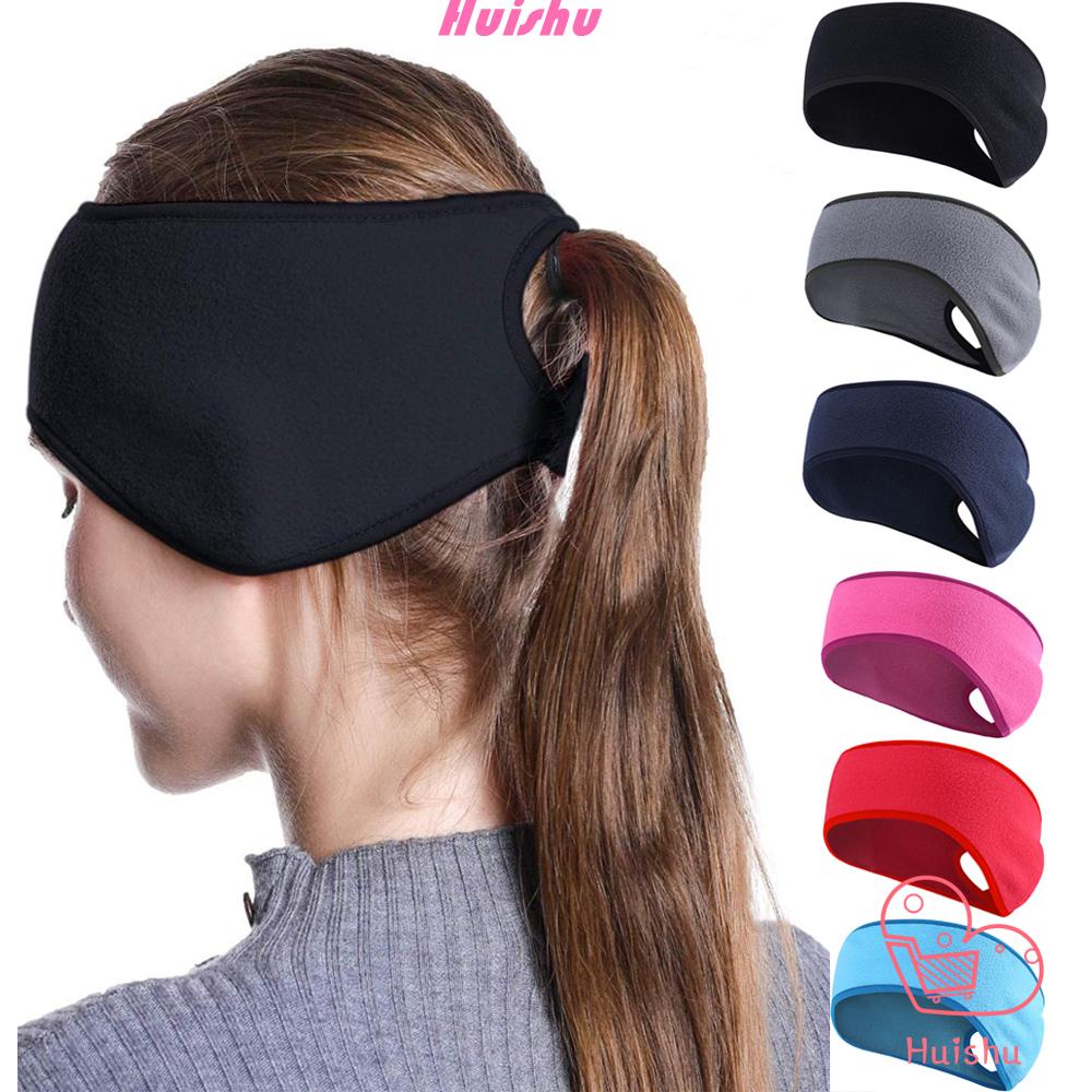 HS Outdoor Sports Ponytail Headband Fleece Ear Cover Ear Warmer Winter Sweatband Hair Bands Women Girls Hair Sweat Headscarf Running Headband/Multicolor