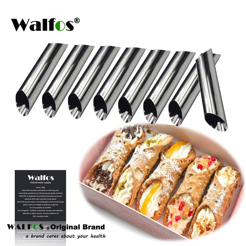Bộ 8 khuôn thép không gỉ Walfos hỗ trợ làm bánh Cannoli đa dụng