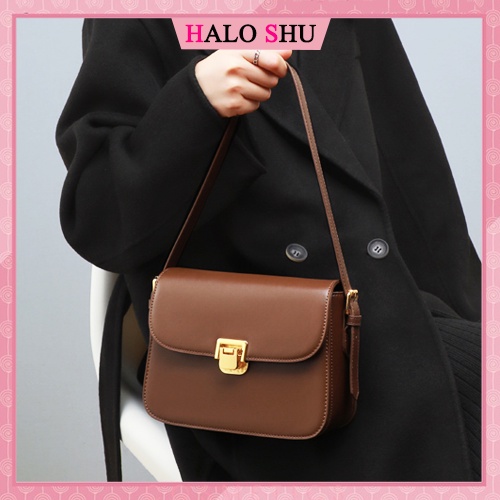 Túi xách nữ đeo chéo dây da dáng hộp đơn giản phù hợp đi chơi HaLo Shu mã DD001