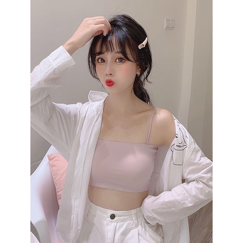 Áo hai dây croptop nữ có đệm mút body đẹp màu đen / trắng / hồng thoáng mát mùa hè thời trang ao hai day 2020 | BigBuy360 - bigbuy360.vn