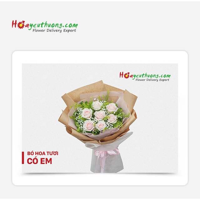 HN, HCM [Evoucher] Phiếu quà tặng Bó hoa tươi - Có em tại thương hiệu Hoa Yêu Thương
