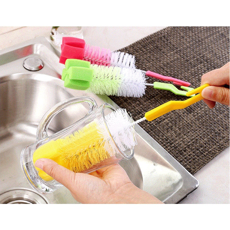 Cây cọ rửa bình sữa, rửa ly, bình nước có đầu mút tạo bọt và móc treo đa năng tiện lợi