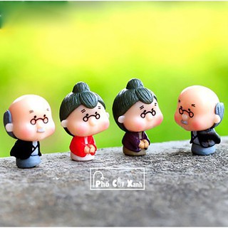 [Giá Siêu Rẻ] Ông Bà Già Nhỏ - Phụ kiện trang trí cho cây xanh để bàn làm việc, mô hình trang trí cho bể cá, tiểu cảnh