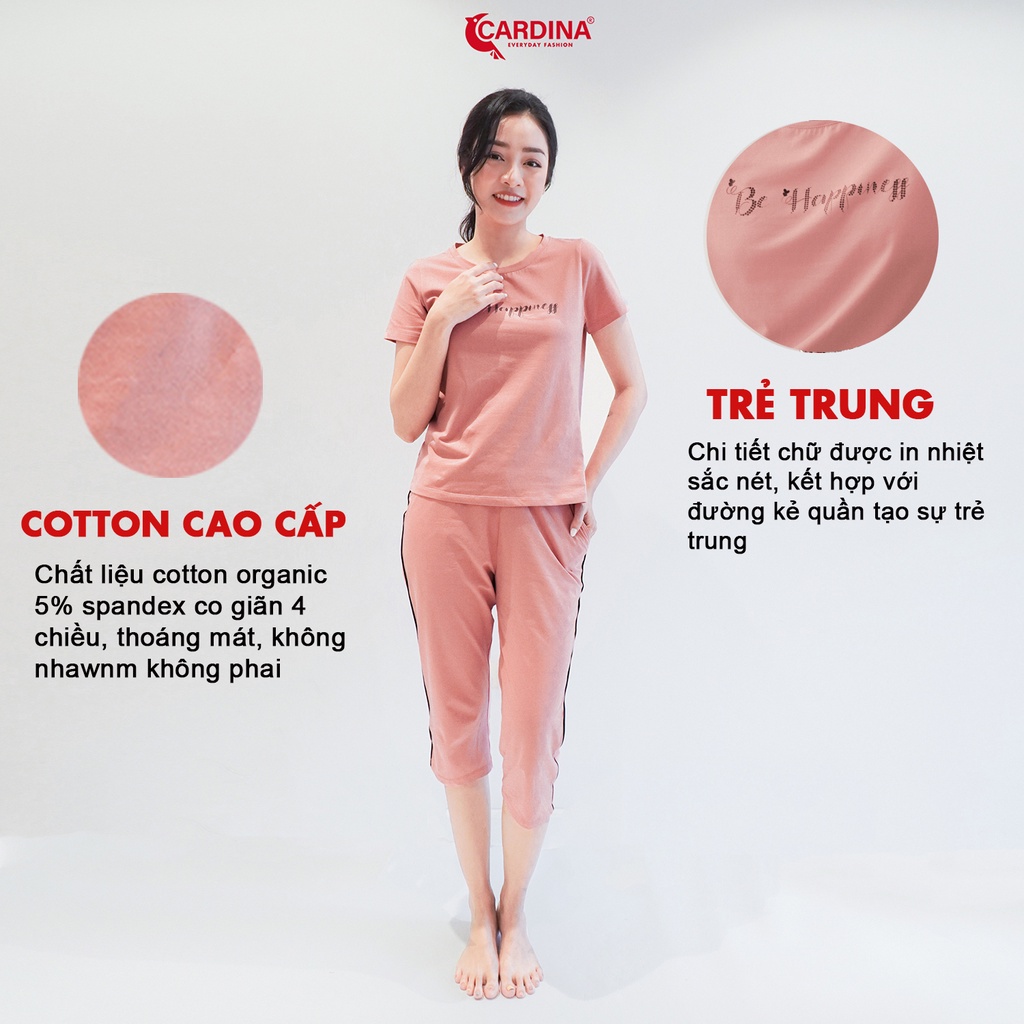 Đồ Bộ Nữ 𝐂𝐀𝐑𝐃𝐈𝐍𝐀 Chất Cotton Cao Cấp Áo Cộc Tay Quần Lửng Kiểu Dáng Trẻ Trung Năng Động 2CF07