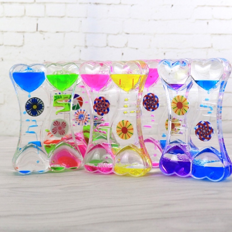 Đồ trang trí , đồng hồ cát lỏng hình 2 trái tim - Đồng hồ thả dầu hình trái tim trang trí , quà lưu niệm ý nghĩa